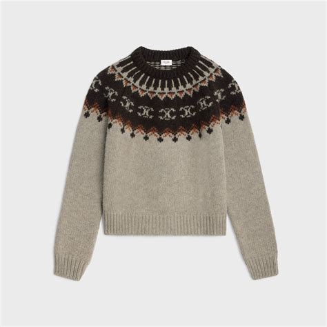 celine triomphe fair isle sweater|crew neck sweater in triomphe fair isle alpaca wool .